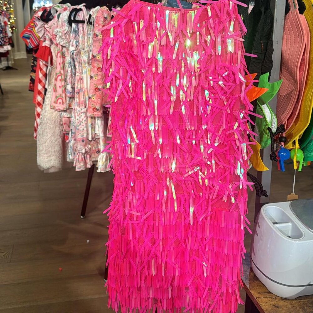 Allison and Kelly Hot Pink Sequin Layered Dress